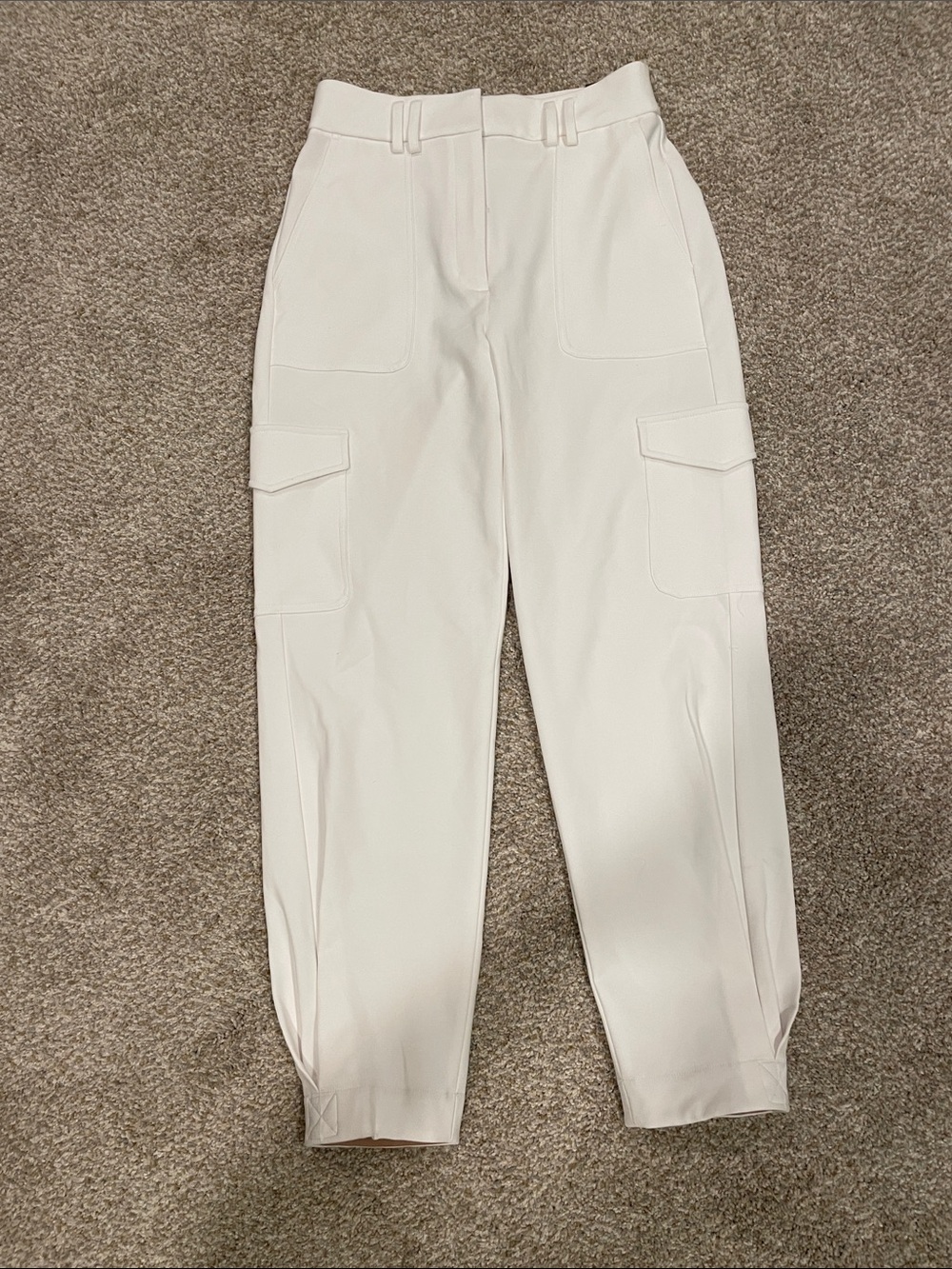 Express High-Rise White Cargo Joggers with Utility Pockets